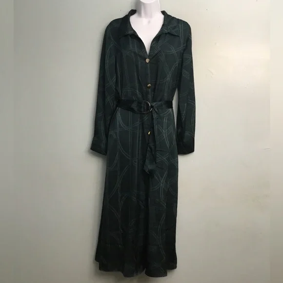 Zara | Dresses | Zara Green Buttoned Tie Front Dress | Poshmark